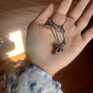 Swarovski Swan Logo 3D Royal Crown Dangle Crystal Pendant Necklace